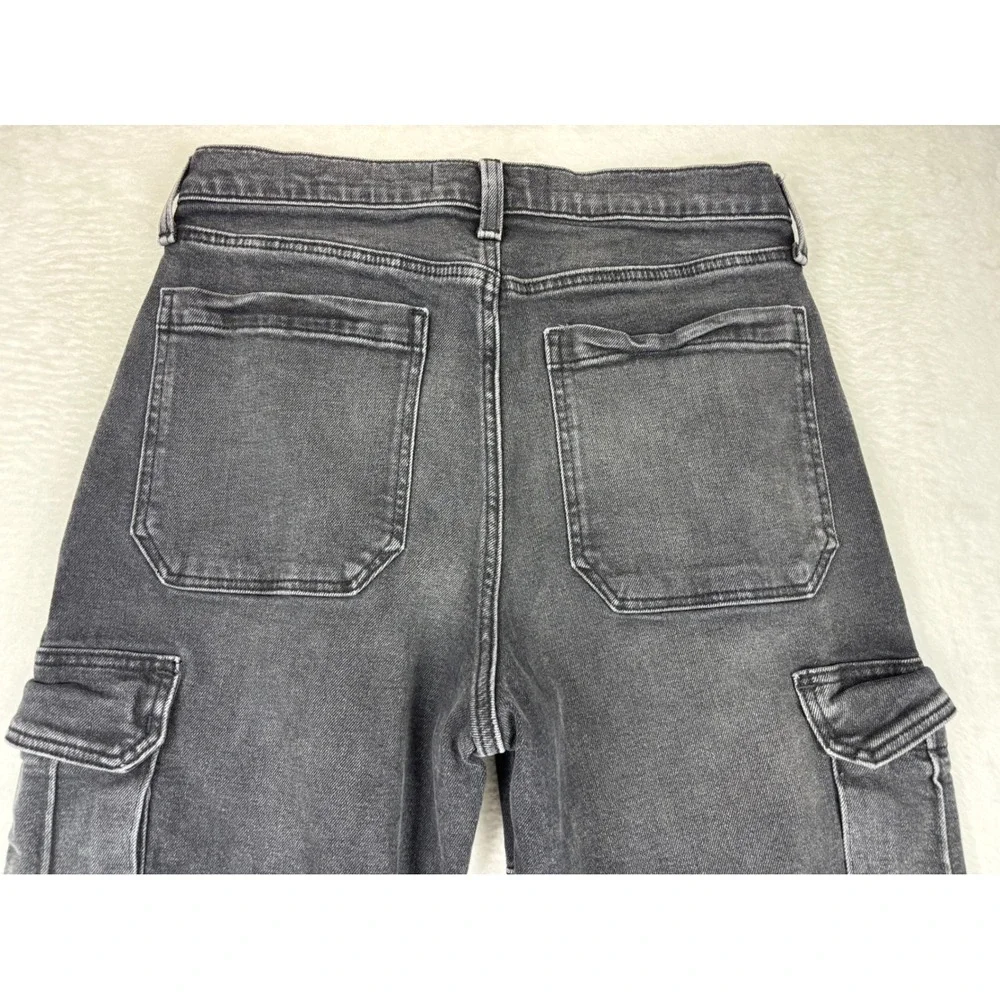 Hollister Baggy Cargo Mens 30x30 Jeans Fuzzy Black Faded Denim Utility Pants